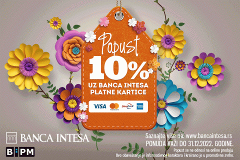 Popust od 10% prilikom plaćanja Banca Intesa karticama